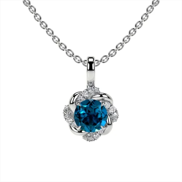 Natural Round Diamonds London Topaz Pendant (0.58cttw)