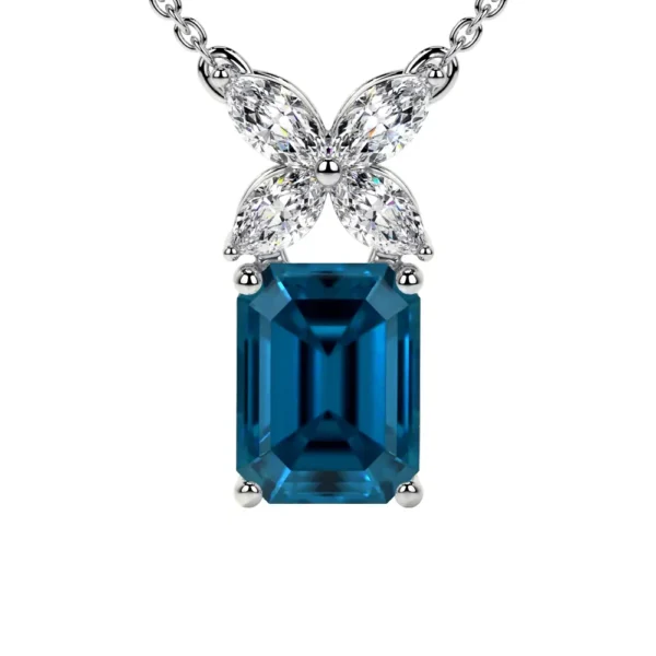 Natural Marquise Shape Diamonds London Topaz Pendant (1.14cttw)