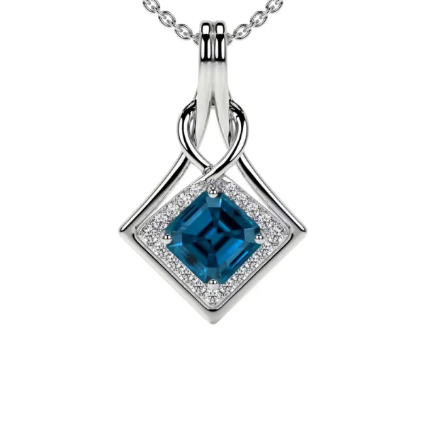 Natural Round Diamonds London Topaz Pendant (0.74cttw)