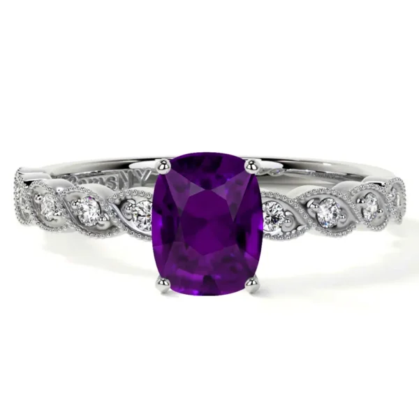 Natural Elongated Cushion Amethyst Prong Set