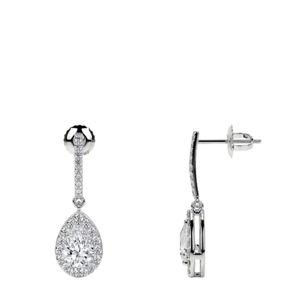 Lab Grown Pear Shape Dangling Diamonds Earring With Round Diamonds (2.58cttw)