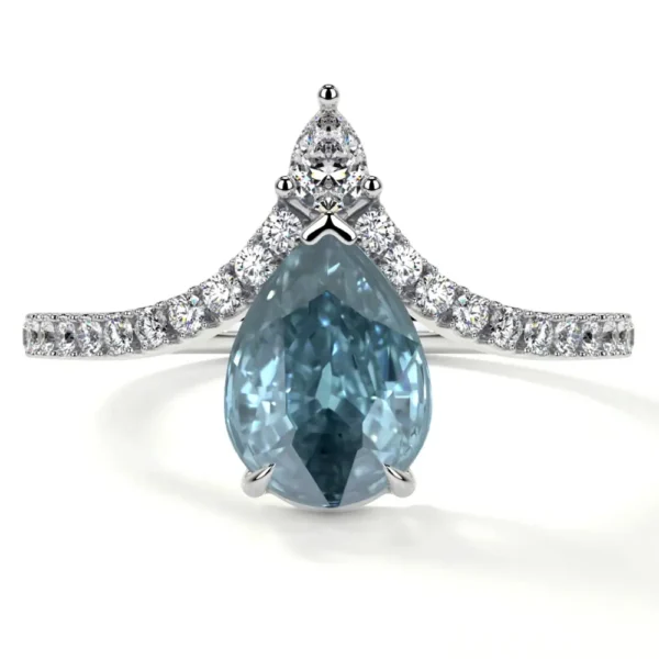 Natural Pear Shape Aquamarine Prong Set Ring