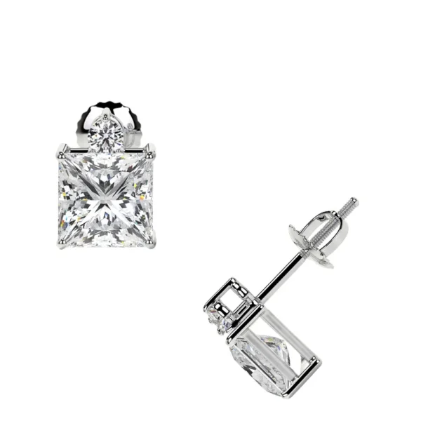 Lab Grown Diamond Square Cut Diamonds Earrings With Round Diamonds (2.57cttw)