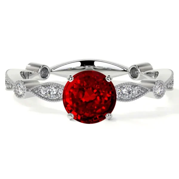 Natural Round Shape Ruby Prong Set Ring