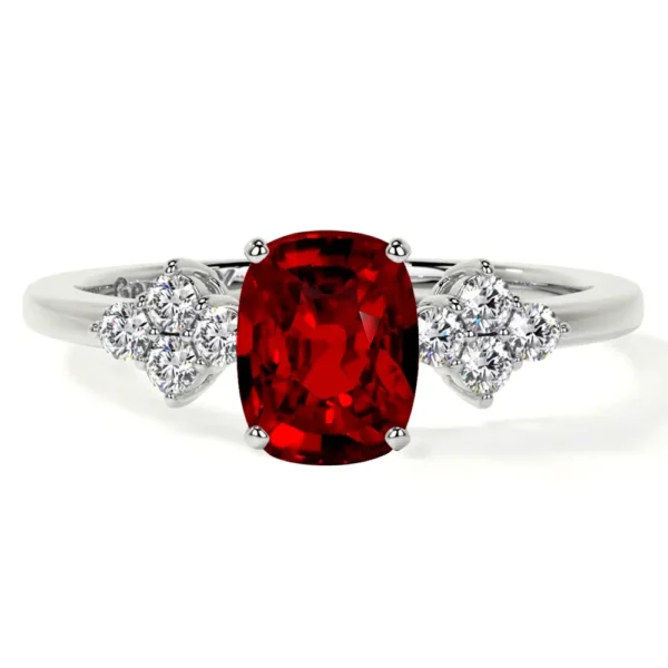 Natural Elongated Cushion Ruby Prong Set Ring