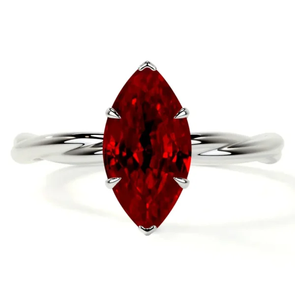 Natural Marquise Shape Ruby Solitaire Ring