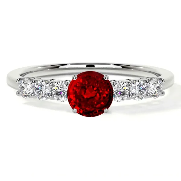 Natural Round Shape Ruby Prong Set Ring