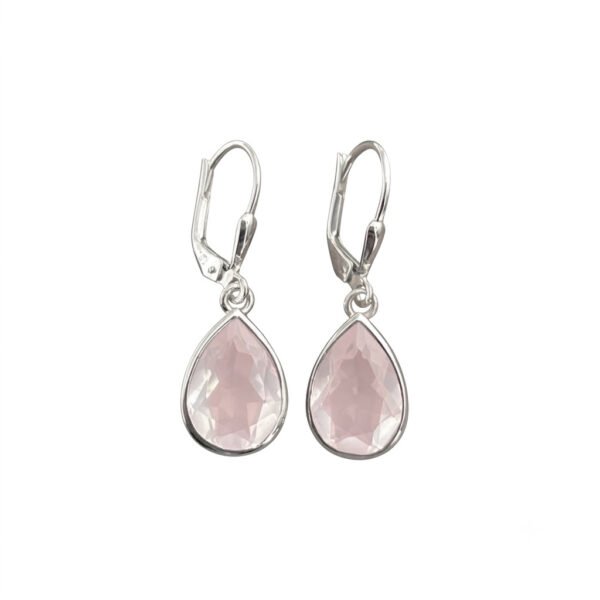 Rose Quartz Heart Hoop Earrings-RQE010