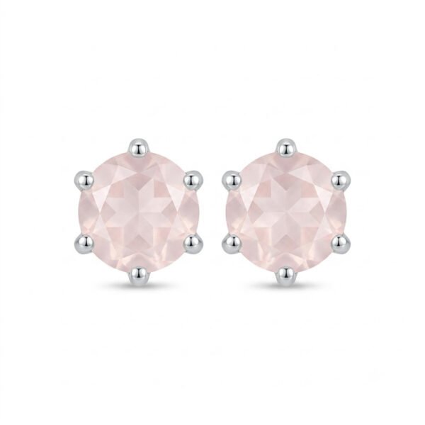 Rose Quartz Heart Hoop Earrings-RQE011