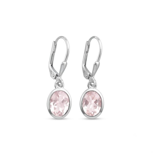 Rose Quartz Heart Hoop Earrings-RQE012