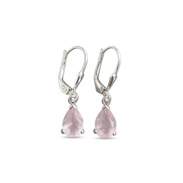 Rose Quartz Heart Hoop Earrings-RQE013