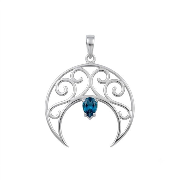 London Blue Topaz Crescent Moon Pendant-LBTP002