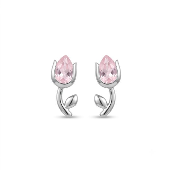 Rose Quartz Heart Hoop Earrings-RQE003