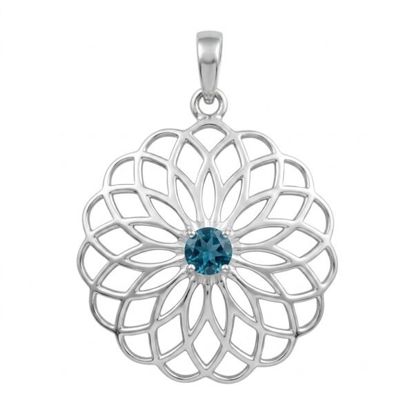 London Blue Topaz Flower Of Life Pendant-LBTP003