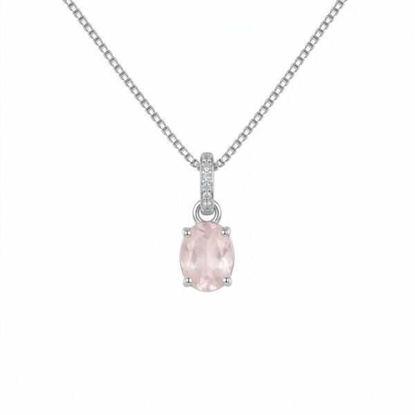 Rose Quartz & White Topaz Pendant-RQWT005
