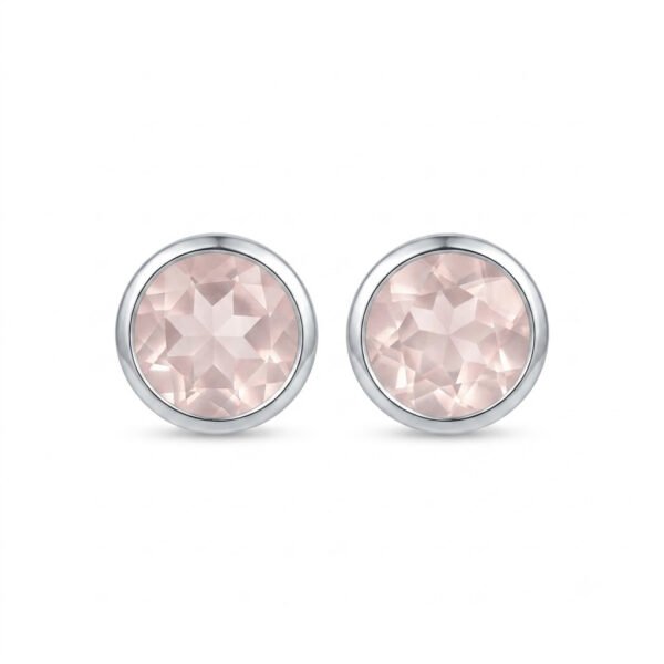 Rose Quartz Heart Hoop Earrings-RQE005