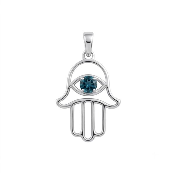 London Blue Topaz Hamsa Hand Pendant-LBTP005