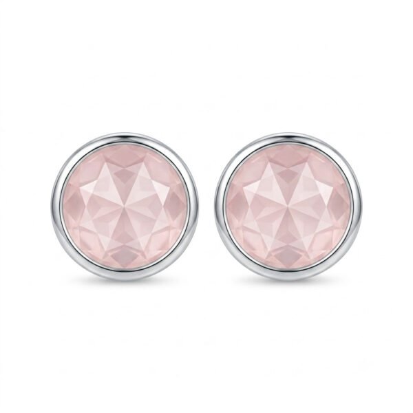 Rose Quartz Heart Hoop Earrings-RQE006