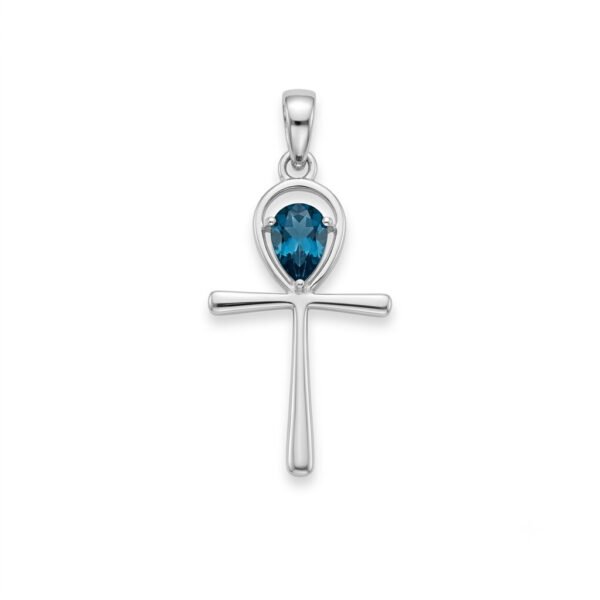 London Blue Topaz Ankh Pendant-LBTP006
