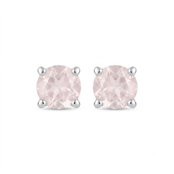 Rose Quartz Heart Hoop Earrings-RQE007
