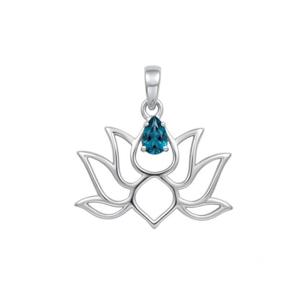 London Blue Topaz Lotus Pendant-LBTP008