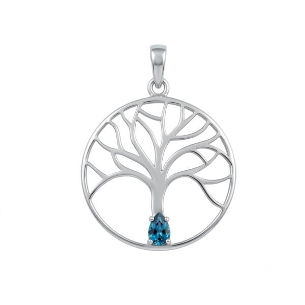 London Blue Topaz Tree Of Life Pendant-LBTP009
