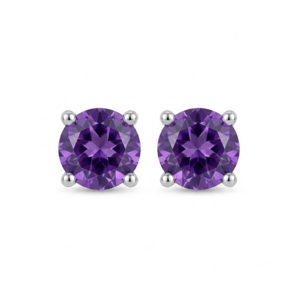 Amethyst Stud Earring-AME010