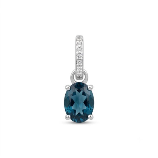 London Blue Topaz & White Topaz Pendant-LBTP018