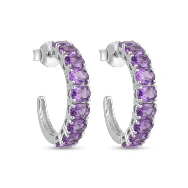 Amethyst Hoop Earring-AME002