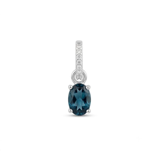London Blue Topaz & White Topaz Pendant-LBTP020
