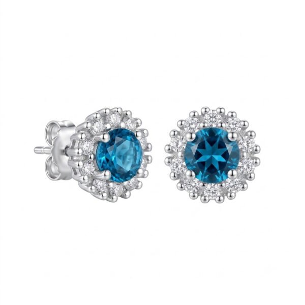 London Blue Topaz Stud Earrings-LBTE004