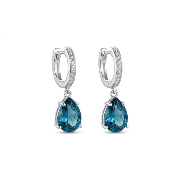 London Blue Topaz Hoop Earrings-LBTE006