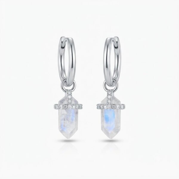 Moonstone Hoop Earrings - ME - 014