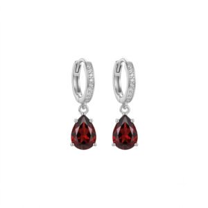 Garnet Hoop Earrings - GER - 016
