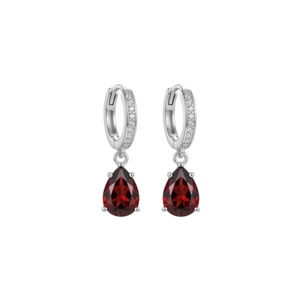 Garnet Hoop Earrings - GER - 016