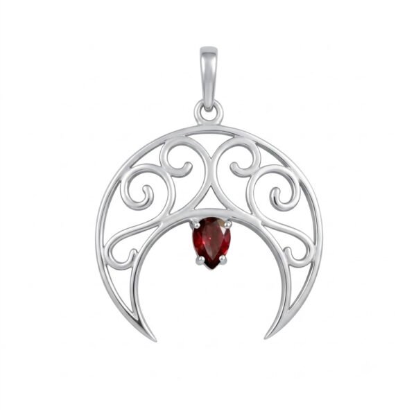 Garnet Crescent Moon Pendant - GCMP - 002
