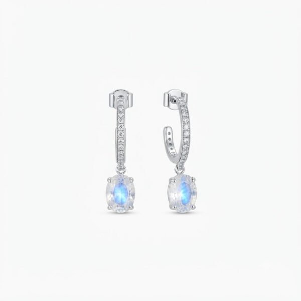 Moonstone Hoop Earrings - ME - 022