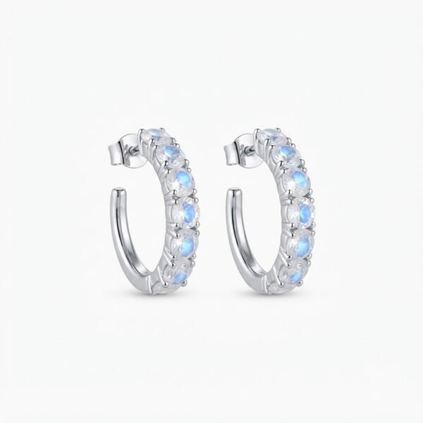 Moonstone Hoop Earrings - ME - 024