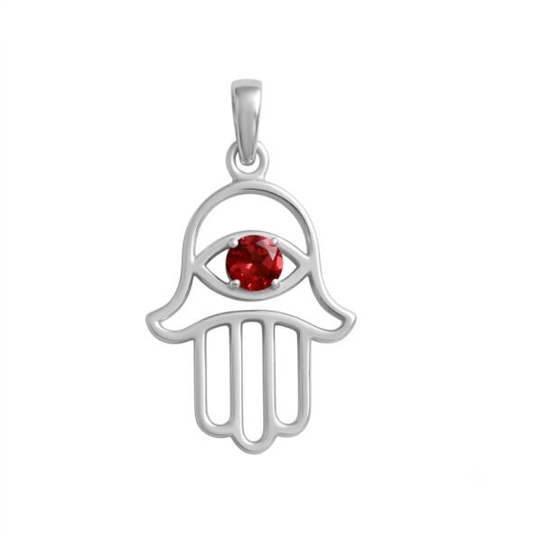 Garnet Hamsa Hand Pendant - GHHP - 006