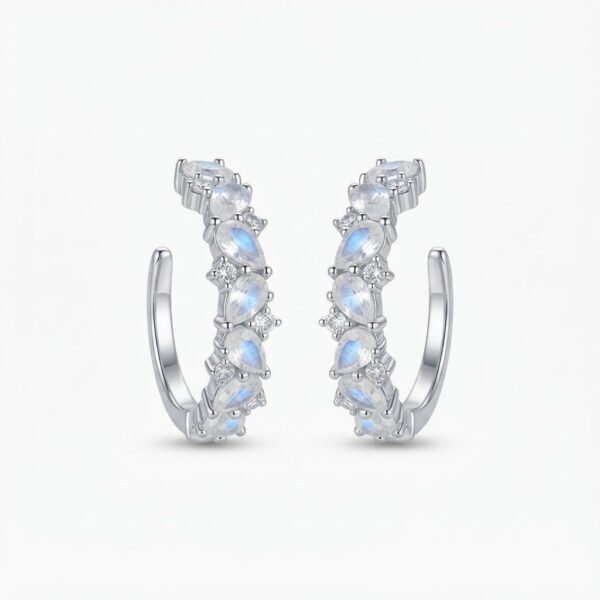 Moonstone Hoop Earrings - ME - 007